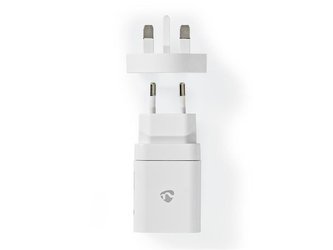 Cestovní adaptér USB NEDIS WCPD18WU102WT pro použití z ČR ve Velké Británii