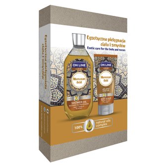 On line set Moroccan gold sprchový gel + tělový peeling