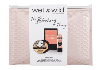 Wet n Wild The Blushing Theory korektor Mega Cushion 8 g + tvářenka Color Icon 5,85 g Rosé Champagne + korektor Mega Glo 6 g Follow Your Bisque + kosmetická taštička
