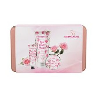 Dermacol Rose Flower sprchový gel Rose Flower 200 ml + krém na ruce Rose Flower 30 ml + tělové máslo Rose Flower 75 ml + plechová krabička