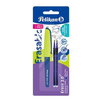 Pelikan - Gumovací pero Pelikan modré + 2ks náplně