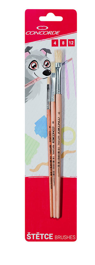Sada štětců CONCORDE Natural ploché 3 ks, blistr