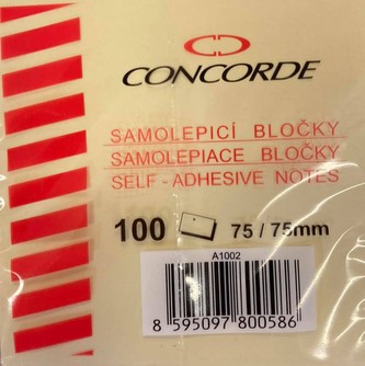 Samolepicí bloček CONCORDE 75x75mm, 100l., žlutá