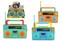 Rádio dětské plast 15x12cm na baterie se zvukem se světlem 3 barvy 6ks v boxu