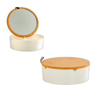 Šperkovnice se zrcátkem plast/bambus 14x14x5cm