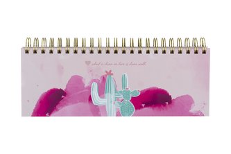 Rosa Tischkalender ohne Datum Alpaka & Kaktus. Hochwertiger, moderner Wochenkalender, Querkalender für 52 Wochen +1. 1 Woche 2 S