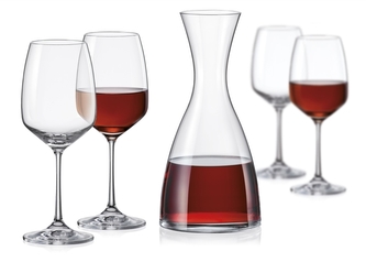 Sada karafy 1,2 l a 4 ks sklenic 450 ml na víno WINE SET GISELL