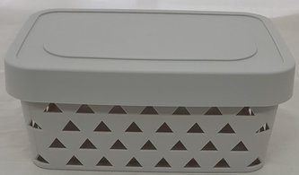 Košík s uchy a víkem 32x22x13 cm plast