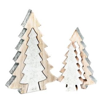 Stromek dřevěný dvojitý stříbrný 25x16 cm