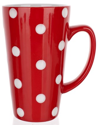 Hrnek 450 ml červený s puntíky