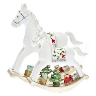 Koník houpací se stromečkem a dárky 13x14x4 cm