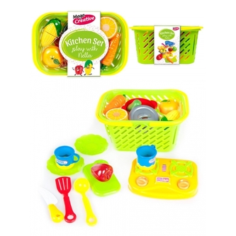 Krájecí souprava v košíku s kuchyňským náčiním