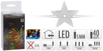 Světla vánoční 40 LED žárovek hvězdy barevné