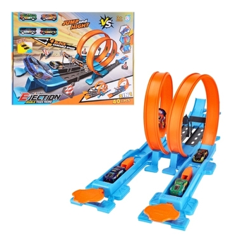 Autodráha, dvojitá smyčka, 4 autíčka