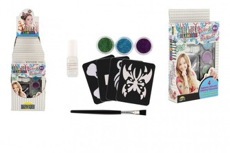 Tetování brokátové se šablonami 4ks plast v krabičce 12x21x3,5cm 12ks v boxu