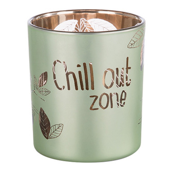 Svícen skleněný Nici, \"Chill out zone\", barva zelená