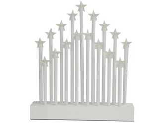 svícen vánoční el.17 svíček LED,teplá BÍ,hvězda,dřev.BÍ,27,7x26x4cm,do zásuvky