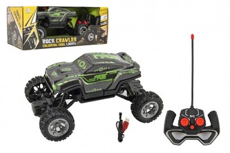Auto RC buggy svítící ve tmě 21cm plast 49MHz na baterie + dobíjecí pack v krabici 30x12x15cm