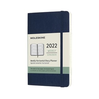 Moleskine Horizontální týdenní diář 2022 měkký modrý S