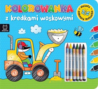 Kolorowanka z kredkami woskowymi Wesołe zabawy malucha Książeczka niebieska