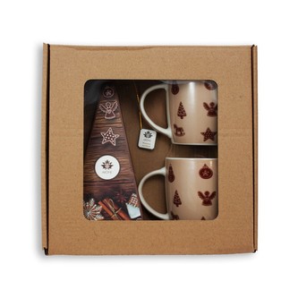 Dárkový set černého čaje pomeranč a skořice a dvou hrnků, Perníčky