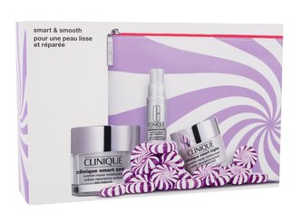 Clinique Clinique Smart denní pleťový krém Clinique Smart SPF15 Custom-repair Moisturizer 50 ml + noční pleťový krém Clinique Smart Night Custom-repair Moisturizer 15 ml + oční péče Clinique Smart Custom-repair Eye Treatment 5 ml + kosmetická taštička