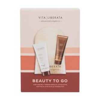 Vita Liberata Beauty To Go samoopalovací mléko Fabulous Self Tanning Grabual Lotion 50 ml + tělový make-up Body Blur High Definition Body Makeup 30 ml Latte + rukavice pro aplikaci samoopalovacích přípravků 1 ks