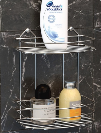 Polička koupel chrom 30x24x15cm 2 patra oblá