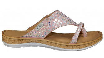 ORTO plus Růžové kožené žabky s kytičkami 40