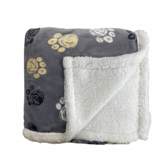 Mikroflanelová deka s beránkem, 150 x 200, vzor tlapky