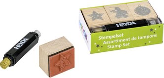 HEYDA Dřevěná razítka s polštářky - vánoce 3 ks