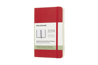Moleskine: Horizontální týdenní diář 2019 měkký červený S