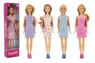 Panenka nekloubová plast 30 cm pevné tělo 5 druhů v krabici 8x32x4,5cm