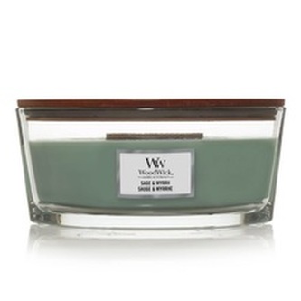 WoodWick - Sage & Myrrh - vonná svíčka loď  - 453 ml