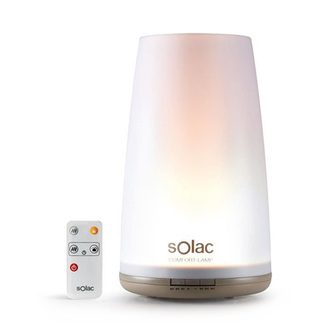SOLAC Air Humidifier Comfort Lamp HU 1065, Power 35W - Ultrasonic technology - Surface treated up to 50 m˛ - 2 mists and 3 light intensities - Capacity of 1.8 l - Operating time from 8 to 10 h - Compartment for use of aromatic gasoline - Antibacterial cer