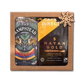 Dárkový balíček Mayan Gold zrnková káva 227g a selekce černých čajů 20ks