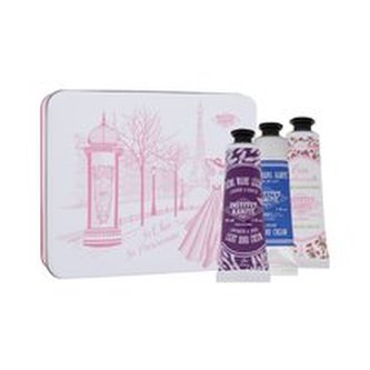 Institut Karite So Chic So Parisienne krém na ruce Shea Hand Cream Light Rose Mademoiselle 30 ml + krém na ruce Light Hand Cream Lavender & Shea 30 ml + krém na ruce Shea Hand Cream Milk Cream 30 ml + plechová krabička