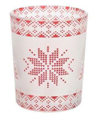 YANKEE CANDLE Svícen Red Nordic Frosted Glass na votivní a čajovou svíčku