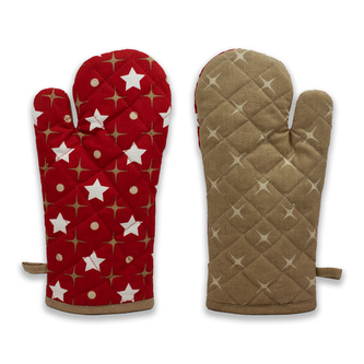 Kuchyňská chňapka s magnetem 18*32 cm, Hvězdičky červené