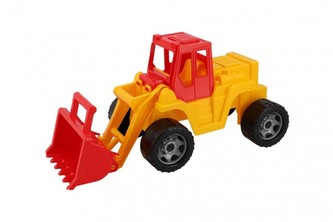 Auto nakladač lopatový plast 62x28cm červeno-žlutý na volný chod