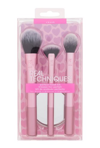 Real Techniques Perfect Finish Kit kosmetický štětec Soft Blush RT 429 1 ks + kosmetický štětec Precise Fan RT 428 1 ks + kosmetický štětec Contour RT 206 1 ks + zrcátko 1 ks