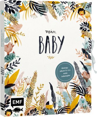 Mein Baby -Illustriertes Eintragalbum für das erste Lebensjahr mit Briefumschlag fürs erste Löckchen und Schleife zum Verschließ