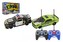 Auto RC 2ks policejní honička plast zelené 18cm na dálk. ovl. na bat. se světlem v krabici 36x22x12