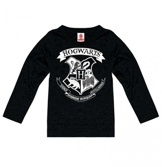 Dětské tričko Harry Potter s dlouhým rukávem: Erb Bradavic - Hogwarts Logo (výška 116 cm) černá bavlna