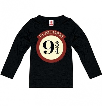 Dětské tričko Harry Potter s dlouhým rukávem: Nástupiště 9 3/4 - Platform 9 3/4 (výška 128 cm) černá bavlna