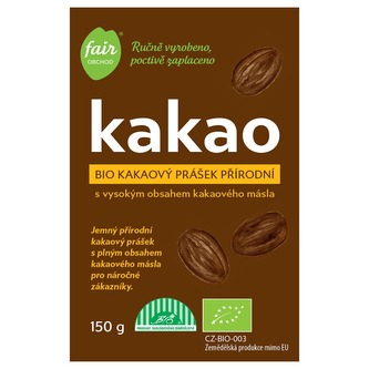 Fairobchod Bio kakaový prášek plnotučný přírodní z Dominikánské republiky, 150 g
