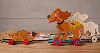 3D dřevěný model Kotě a štěně