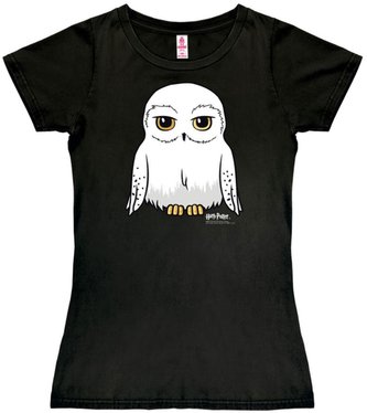 Dámské tričko Harry Potter: Hedwig (L) černá bavlna