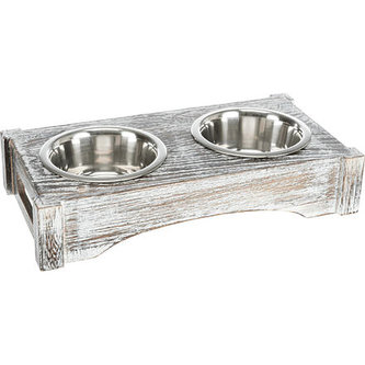 Sada nerez misek v dřevěném podstavci, 2x045l/12cm, 36x7x19cm, bílá