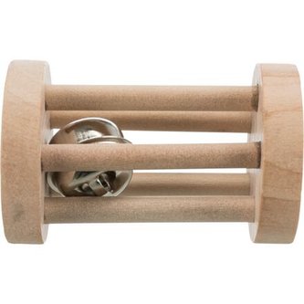 Dřevěný váleček s rolničkou, ø 3.4 × 6 cm